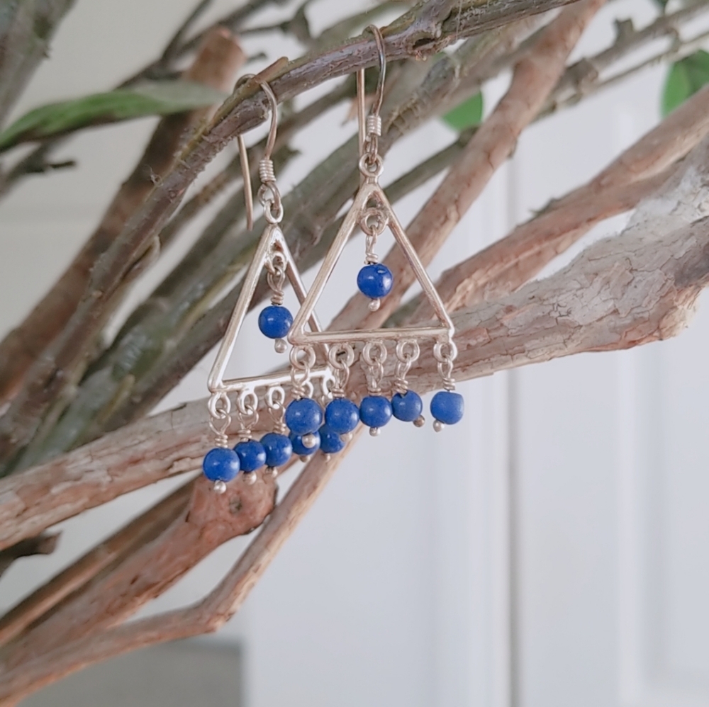 Lapis Silver earrings. Stamped 925.